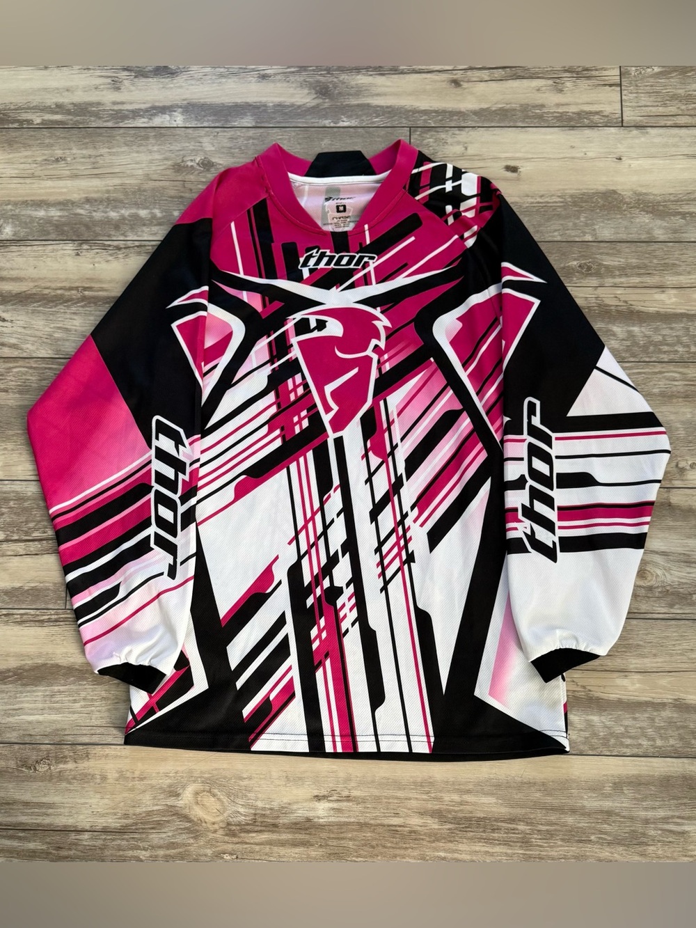 thor Pink Black and White Graphic Long Sleeve Motocross Jersey